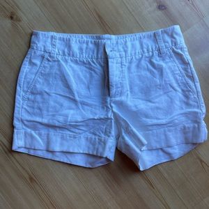 White linen blend dress shorts